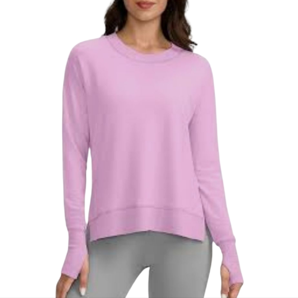 Apana Womens Active Solid Sweatshirt‎ In Pink NWOT